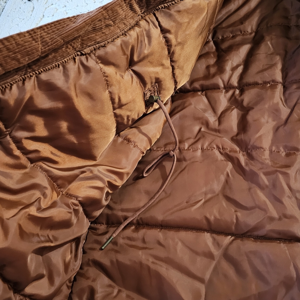 American Eagle Parka Brown Corduroy Puffer Winter Jacket - Picture 10 of 15